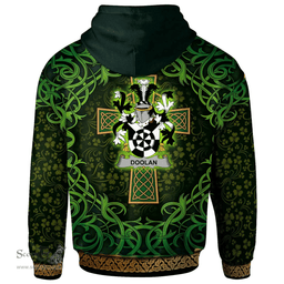 ScotsTee Shop Irish Doolan or O'Doolan Coat of Arms Family Crest Ireland Hoodie Celtic Cross Shamrock Patterns