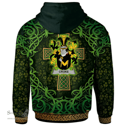 ScotsTee Shop Irish Croke Coat of Arms Family Crest Ireland Hoodie Celtic Cross Shamrock Patterns