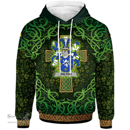 ScotsTee Shop Irish Dalton Coat of Arms Family Crest Ireland Hoodie Celtic Cross Shamrock Patterns