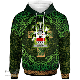 ScotsTee Shop Irish Cornyn or O'Cornyn Coat of Arms Family Crest Ireland Hoodie Celtic Cross Shamrock Patterns