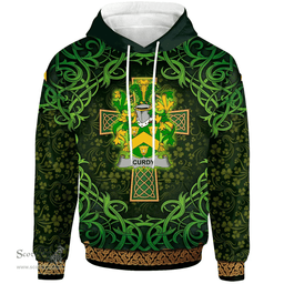 ScotsTee Shop Irish Curdy or McCurdy Coat of Arms Family Crest Ireland Hoodie Celtic Cross Shamrock Patterns