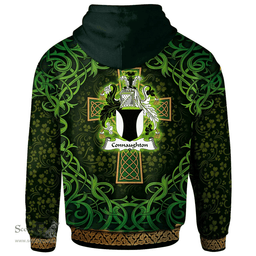 ScotsTee Shop Irish Connaughton Coat of Arms Family Crest Ireland Hoodie Celtic Cross Shamrock Patterns