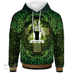 ScotsTee Shop Irish Connaughton Coat of Arms Family Crest Ireland Hoodie Celtic Cross Shamrock Patterns