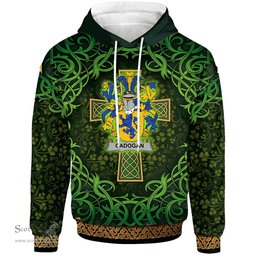 ScotsTee Shop Irish Cadogan Coat of Arms Family Crest Ireland Hoodie Celtic Cross Shamrock Patterns
