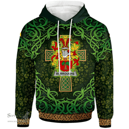 ScotsTee Shop Irish Burroughs Coat of Arms Family Crest Ireland Hoodie Celtic Cross Shamrock Patterns