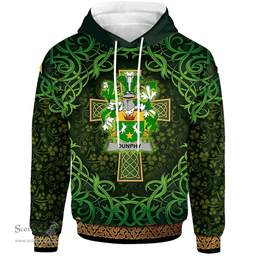 ScotsTee Shop Irish Dunphy (Middle Temple - Burke's) Coat of Arms Family Crest Ireland Hoodie Celtic Cross Shamrock Patterns