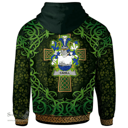 ScotsTee Shop Irish Cahill or O'Cahill Coat of Arms Family Crest Ireland Hoodie Celtic Cross Shamrock Patterns
