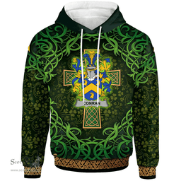 ScotsTee Shop Irish Conran or O'Condron Coat of Arms Family Crest Ireland Hoodie Celtic Cross Shamrock Patterns