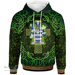 ScotsTee Shop Irish Hamill Coat of Arms Family Crest Ireland Hoodie Celtic Cross Shamrock Patterns