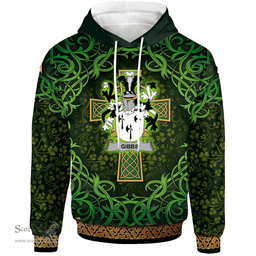 ScotsTee Shop Irish Gibbs Coat of Arms Family Crest Ireland Hoodie Celtic Cross Shamrock Patterns