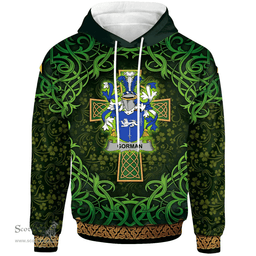 ScotsTee Shop Irish Gorman or McGorman Coat of Arms Family Crest Ireland Hoodie Celtic Cross Shamrock Patterns