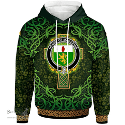 ScotsTee Shop Irish House of MACGENIS Coat of Arms Family Crest Ireland Hoodie Celtic Cross Shamrock Patterns
