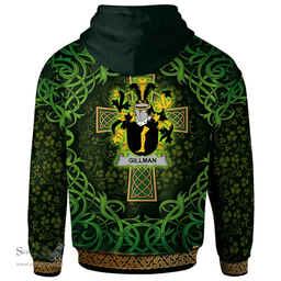 ScotsTee Shop Irish Gillman Coat of Arms Family Crest Ireland Hoodie Celtic Cross Shamrock Patterns