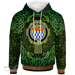 ScotsTee Shop Irish House of FLEMING Coat of Arms Family Crest Ireland Hoodie Celtic Cross Shamrock Patterns