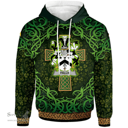ScotsTee Shop Irish Falls Coat of Arms Family Crest Ireland Hoodie Celtic Cross Shamrock Patterns