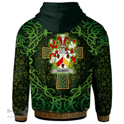 ScotsTee Shop Irish Gilbert Coat of Arms Family Crest Ireland Hoodie Celtic Cross Shamrock Patterns