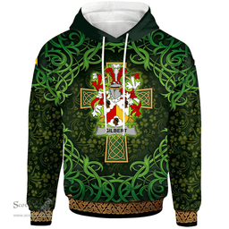 ScotsTee Shop Irish Gilbert Coat of Arms Family Crest Ireland Hoodie Celtic Cross Shamrock Patterns