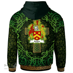 ScotsTee Shop Irish Forkin Coat of Arms Family Crest Ireland Hoodie Celtic Cross Shamrock Patterns