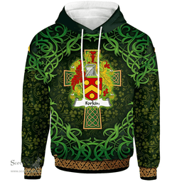 ScotsTee Shop Irish Forkin Coat of Arms Family Crest Ireland Hoodie Celtic Cross Shamrock Patterns