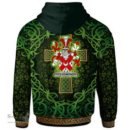 ScotsTee Shop Irish Fitz-Edmonds Coat of Arms Family Crest Ireland Hoodie Celtic Cross Shamrock Patterns