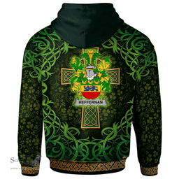 ScotsTee Shop Irish Heffernan or O'Heffernan Coat of Arms Family Crest Ireland Hoodie Celtic Cross Shamrock Patterns