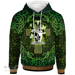 ScotsTee Shop Irish Finglas Coat of Arms Family Crest Ireland Hoodie Celtic Cross Shamrock Patterns