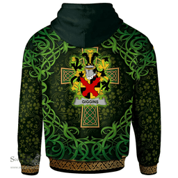 ScotsTee Shop Irish Giggins Coat of Arms Family Crest Ireland Hoodie Celtic Cross Shamrock Patterns