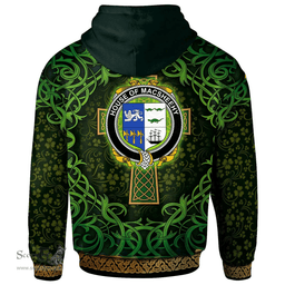 ScotsTee Shop Irish House of MACSHEEHY Coat of Arms Family Crest Ireland Hoodie Celtic Cross Shamrock Patterns