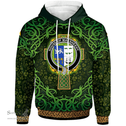 ScotsTee Shop Irish House of MACSHEEHY Coat of Arms Family Crest Ireland Hoodie Celtic Cross Shamrock Patterns