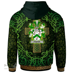 ScotsTee Shop Irish Foster Coat of Arms Family Crest Ireland Hoodie Celtic Cross Shamrock Patterns
