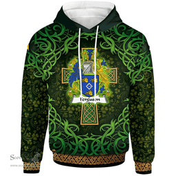 ScotsTee Shop Irish Ferguson Coat of Arms Family Crest Ireland Hoodie Celtic Cross Shamrock Patterns