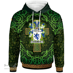 ScotsTee Shop Irish Fitz-Rery Coat of Arms Family Crest Ireland Hoodie Celtic Cross Shamrock Patterns