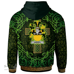 ScotsTee Shop Irish Harvey or Hervey Coat of Arms Family Crest Ireland Hoodie Celtic Cross Shamrock Patterns