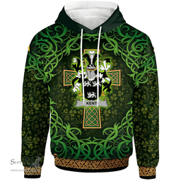 ScotsTee Shop Irish Kent Coat of Arms Family Crest Ireland Hoodie Celtic Cross Shamrock Patterns