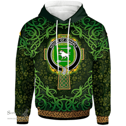 ScotsTee Shop Irish House of O'HANLY Coat of Arms Family Crest Ireland Hoodie Celtic Cross Shamrock Patterns