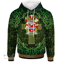 ScotsTee Shop Irish Lindsey Coat of Arms Family Crest Ireland Hoodie Celtic Cross Shamrock Patterns