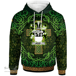 ScotsTee Shop Irish Misset Coat of Arms Family Crest Ireland Hoodie Celtic Cross Shamrock Patterns
