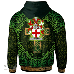 ScotsTee Shop Irish Laurence Coat of Arms Family Crest Ireland Hoodie Celtic Cross Shamrock Patterns