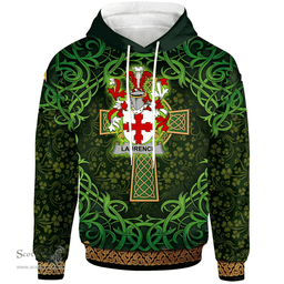 ScotsTee Shop Irish Laurence Coat of Arms Family Crest Ireland Hoodie Celtic Cross Shamrock Patterns