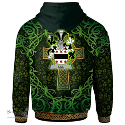 ScotsTee Shop Irish Lill Coat of Arms Family Crest Ireland Hoodie Celtic Cross Shamrock Patterns