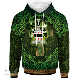 ScotsTee Shop Irish Lill Coat of Arms Family Crest Ireland Hoodie Celtic Cross Shamrock Patterns