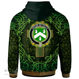ScotsTee Shop Irish House of TULLY (MACATILLA)) Coat of Arms Family Crest Ireland Hoodie Celtic Cross Shamrock Patterns