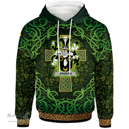 ScotsTee Shop Irish Mangan or O'Mangan Coat of Arms Family Crest Ireland Hoodie Celtic Cross Shamrock Patterns