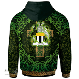 ScotsTee Shop Irish McGinty Coat of Arms Family Crest Ireland Hoodie Celtic Cross Shamrock Patterns