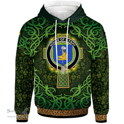 ScotsTee Shop Irish House of O'FAHY Coat of Arms Family Crest Ireland Hoodie Celtic Cross Shamrock Patterns