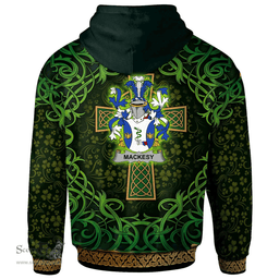 ScotsTee Shop Irish Mackesy Coat of Arms Family Crest Ireland Hoodie Celtic Cross Shamrock Patterns