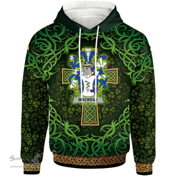 ScotsTee Shop Irish Mackesy Coat of Arms Family Crest Ireland Hoodie Celtic Cross Shamrock Patterns