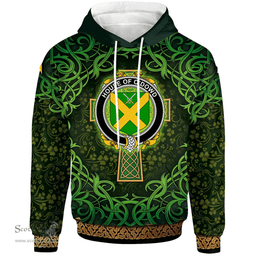ScotsTee Shop Irish House of O'DOWD Coat of Arms Family Crest Ireland Hoodie Celtic Cross Shamrock Patterns