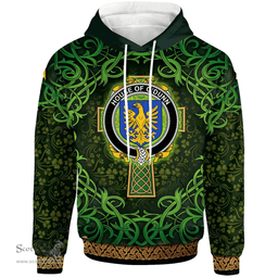 ScotsTee Shop Irish House of O'DUNN Coat of Arms Family Crest Ireland Hoodie Celtic Cross Shamrock Patterns