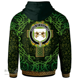ScotsTee Shop Irish House of O'CULLANE (or Collins) Coat of Arms Family Crest Ireland Hoodie Celtic Cross Shamrock Patterns
